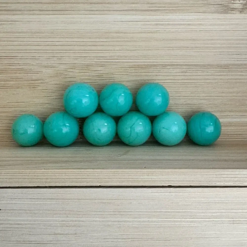 Lot Of 9 Aqua Turquoise Color Glass Marbles Vintage